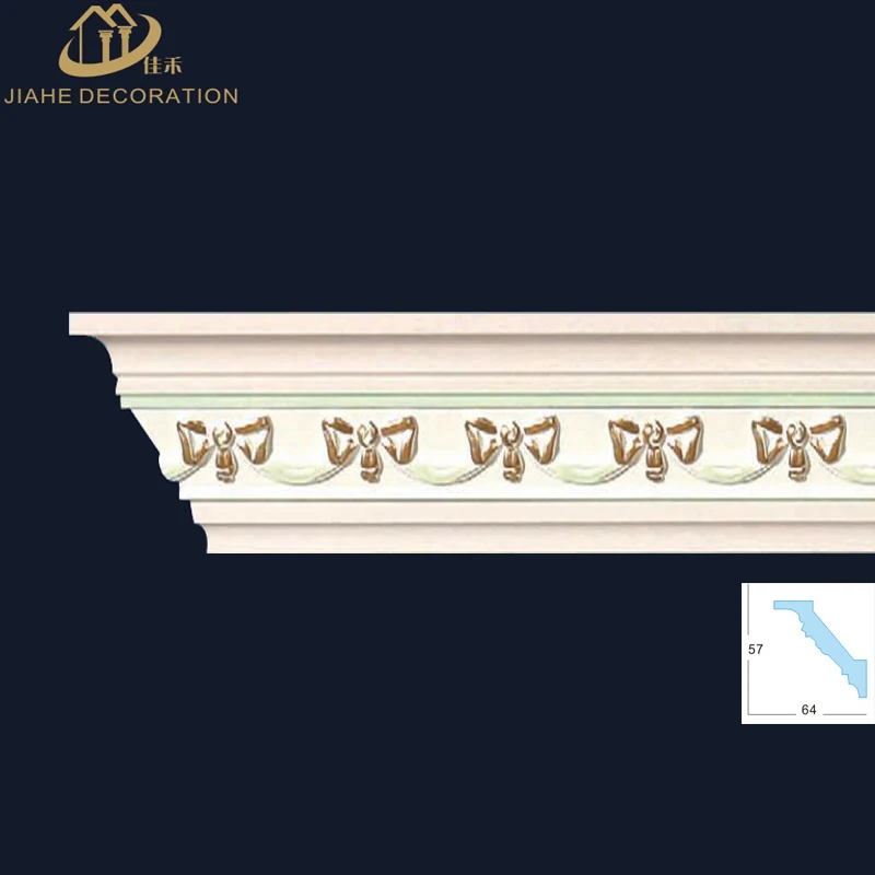
artistic moulding polyurethane carved crown molding for art gallery museum and salon 