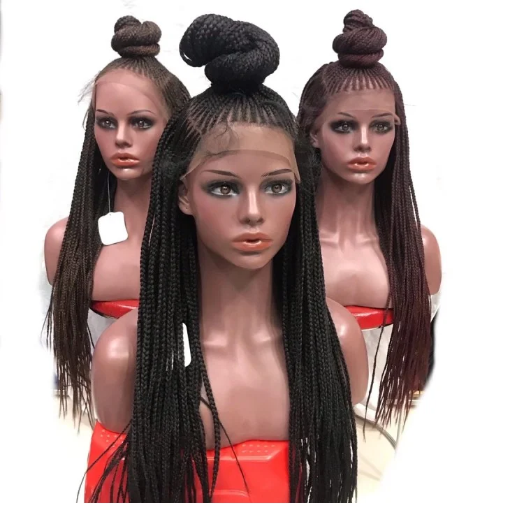 Jennifer Wholesale Handmade Braiding Wig Braided Synthetic Lace Front Wigs With Baby Hair