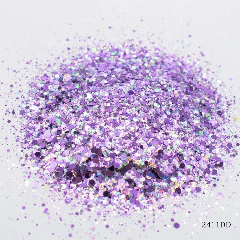 China Factory Wholesale Bulk Clear Acrylic Nail Powder Mixed Hexagonal Nail Sequins Handwork Decoration Glitter