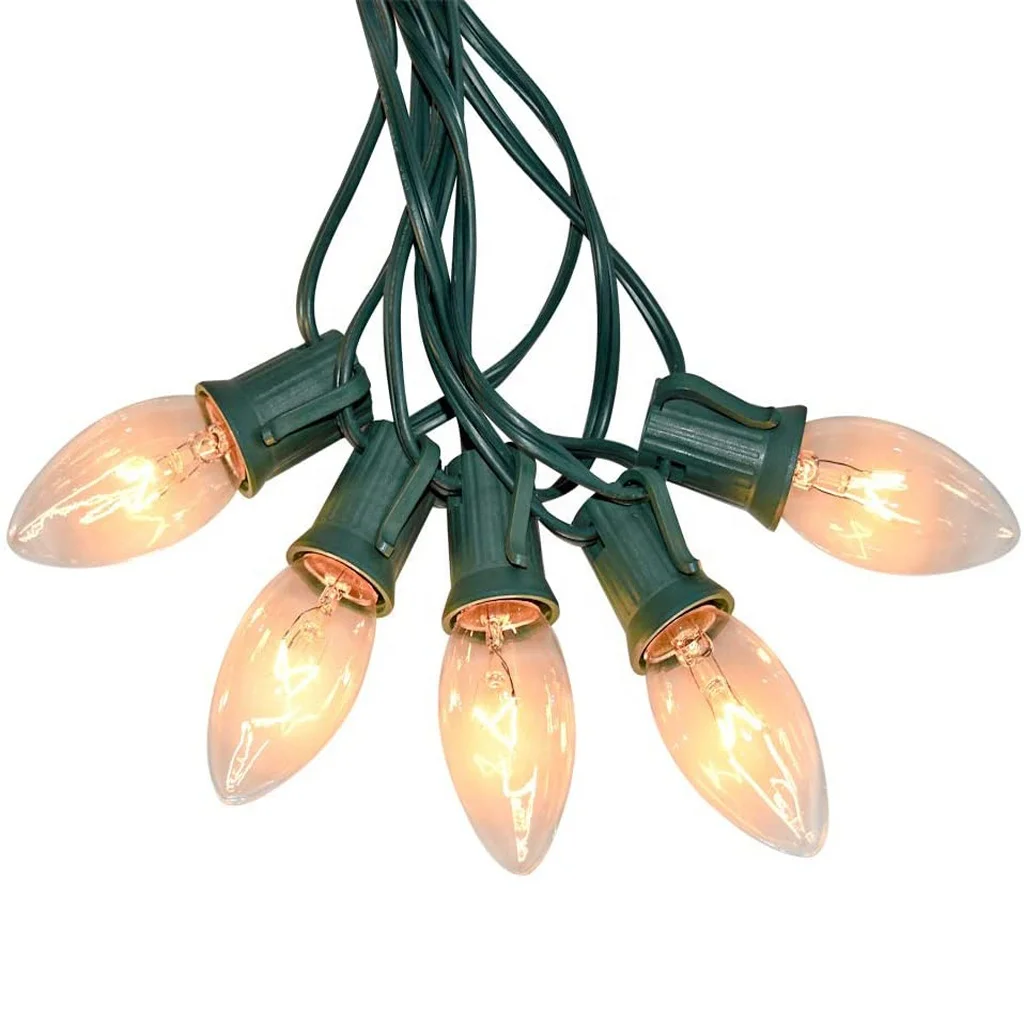 C9 Clear Christmas String Light Set - Indoor & outdoor witch hanger on socket