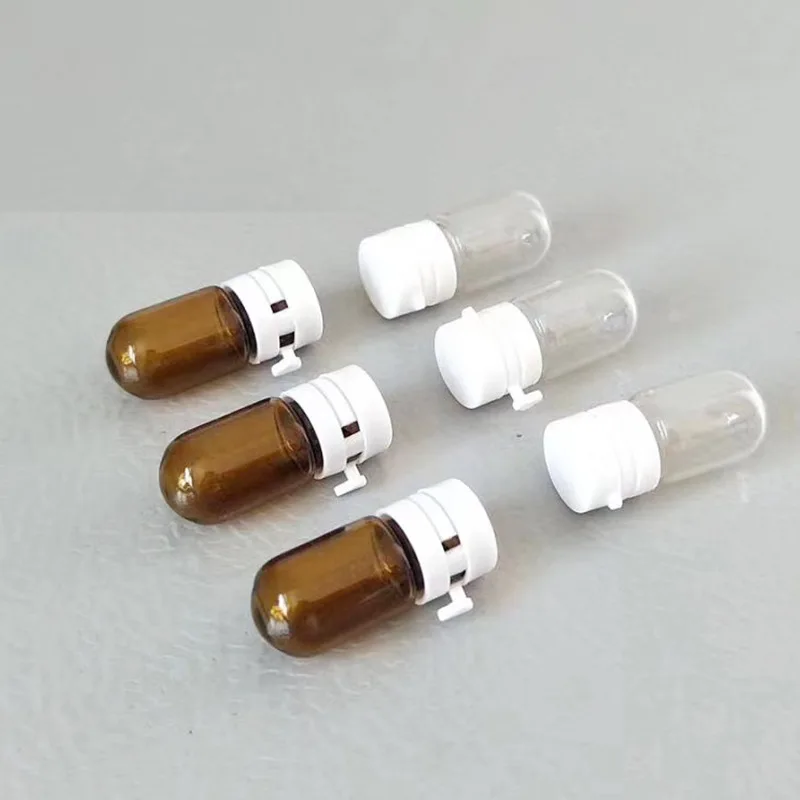 
New Design 1.5ml 2ml 3ml 5ml glass lamp bottle mini serum sample bottles cosmetic test container sealed with easy-pulling lid 