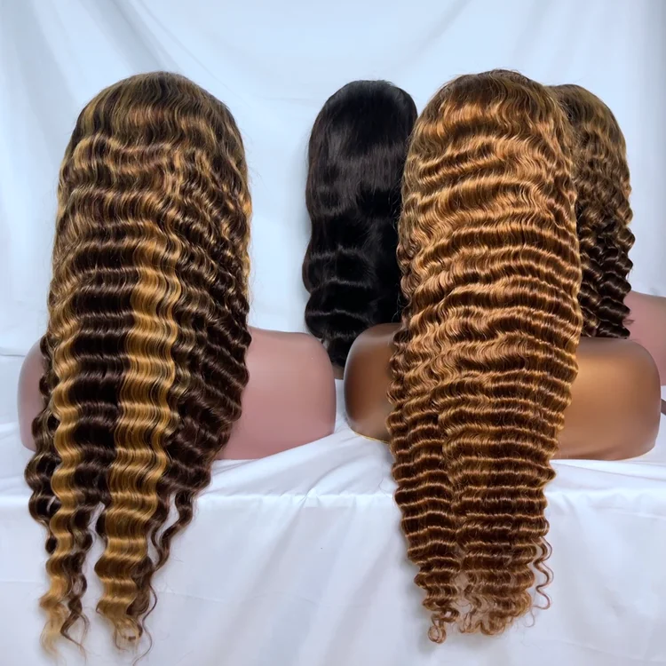 customized any red blonde orange blue yellow highlights brown color 100 raw Human Hair long Straight virgin Hair Front Lace Wigs