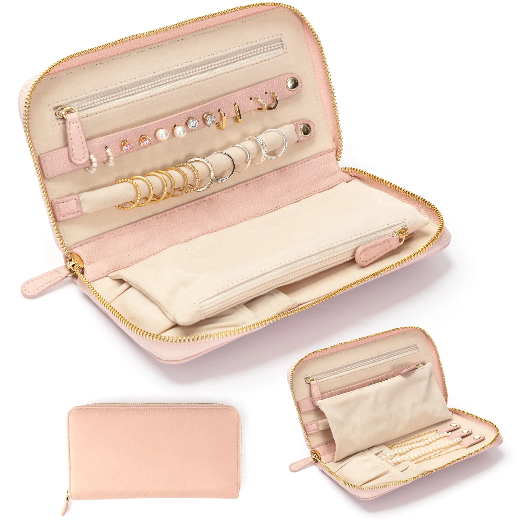 Hanging Jewelry Organizer Bag Travel Foldable Jewelry Roll Storage Case For Traveling Closet Suitcase