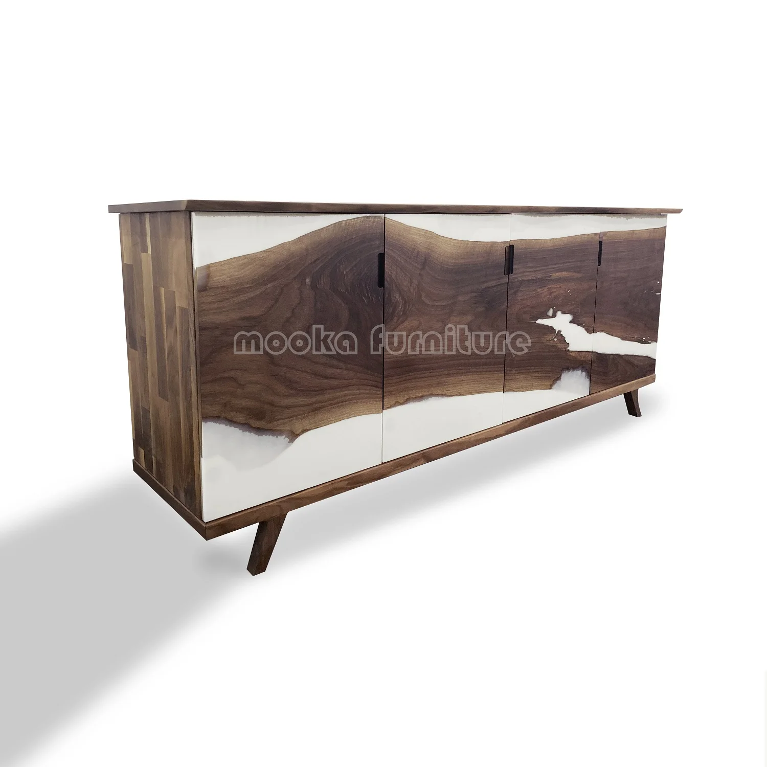 Роскошные деревянные шкафы для гостиной на заказ кухня credenza Черный грецкий орех эпоксидный сервант белая Смола консоль речной