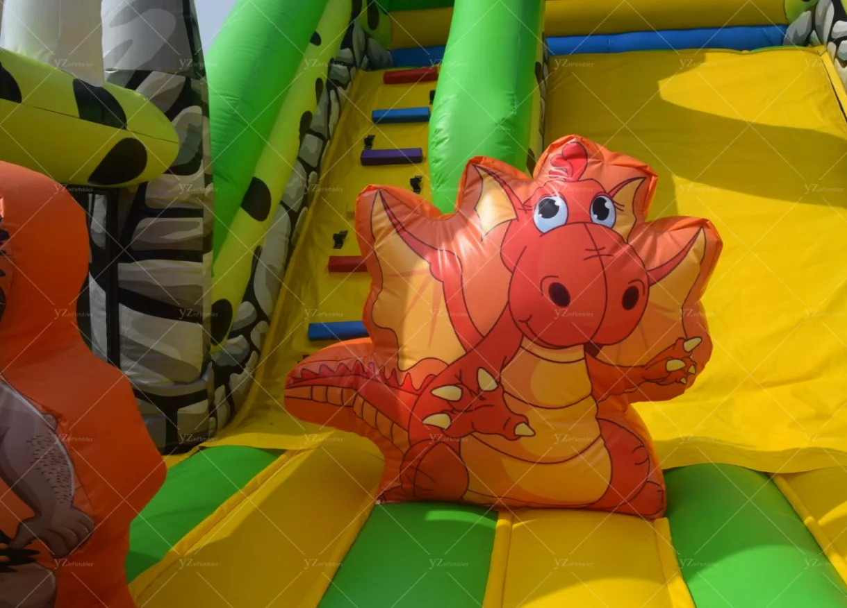 Dinosaur Inflatable Slide for Kids - Giant Bouncy Outdoor Play Slide, Fun Dino-Themed Bounce House for Backyard & Parties