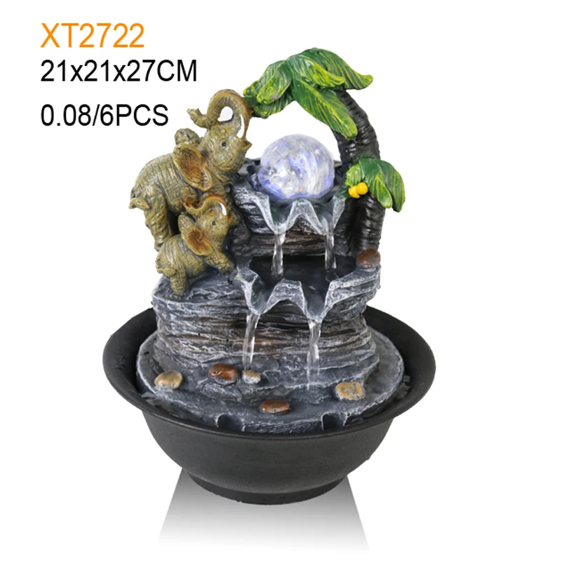 2023 home decoration resin cute elephant sculpture modern tabletop indoor fountain