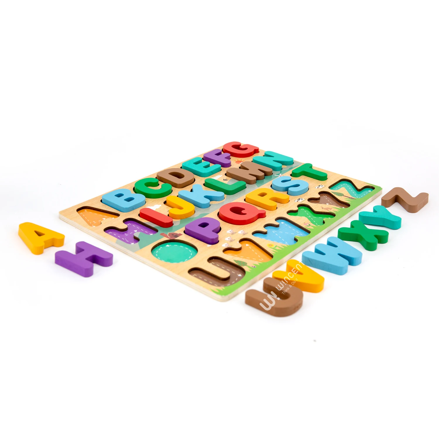 Wooden Board Alphabet Number Kids Montessori 3D Learning Puzzle Early Educational Activity Boards Toys toddler toys custom