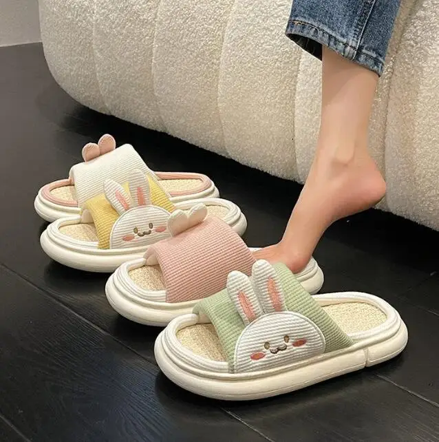 New Unisex Winter Hotel Man And Woman Cotton Fabric Sliders Lady And Men Family Home Flax Material Soft Indoor Slippers