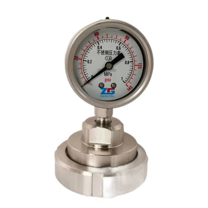 ZG Diaphragm seal Pressure Gauge for the food and beverage industry Manometer Liquid Filled Pressure Gauge
