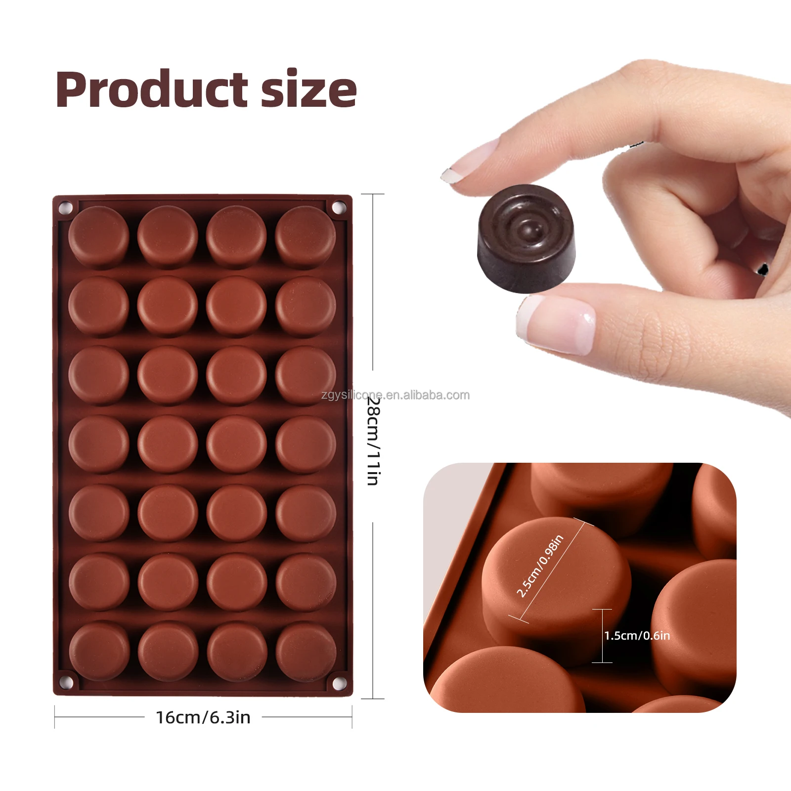 2024 New MINI 28 Cavity Simple Round Baking Easy Release Cake Candy Jelly Chocolate Mold Silicone Customized