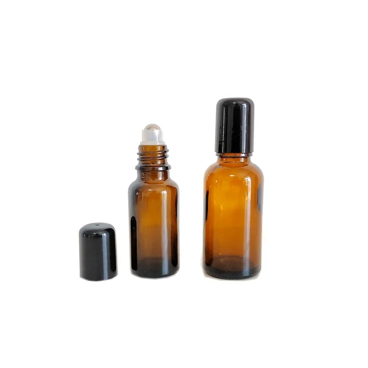 
10ml 15ml 20ml 30ml 50ml 100ml Matte Black Amber Glass Roll on Bottles Stainless Steel Roller Ball for Perfume Essential Oil 