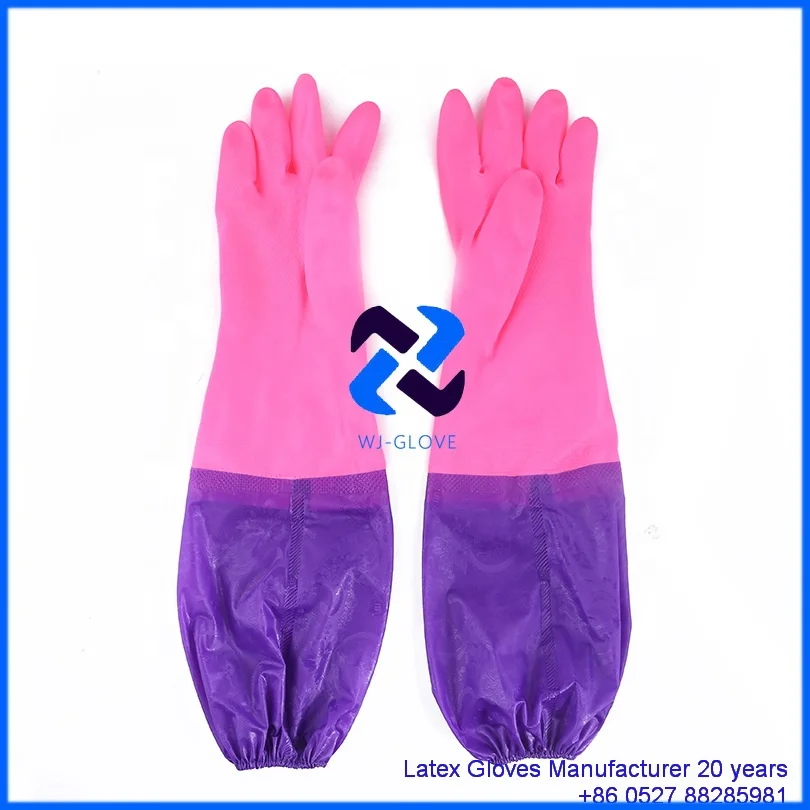 PVC long cleaning gloves with super grip long cuff gloves