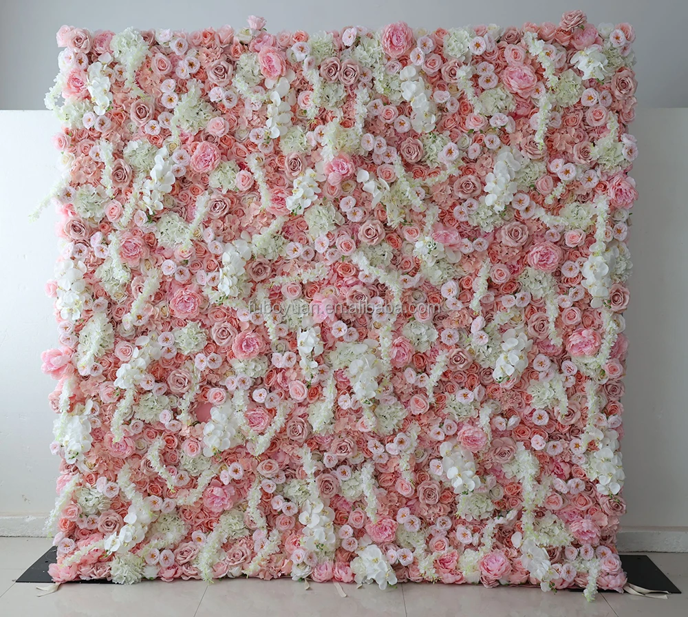 E07544 Custom Wedding Simulation Plastic Orchid Silk Rose Flower Wall Backdrop Panel Artificial Flower Wall for Home Party Decor