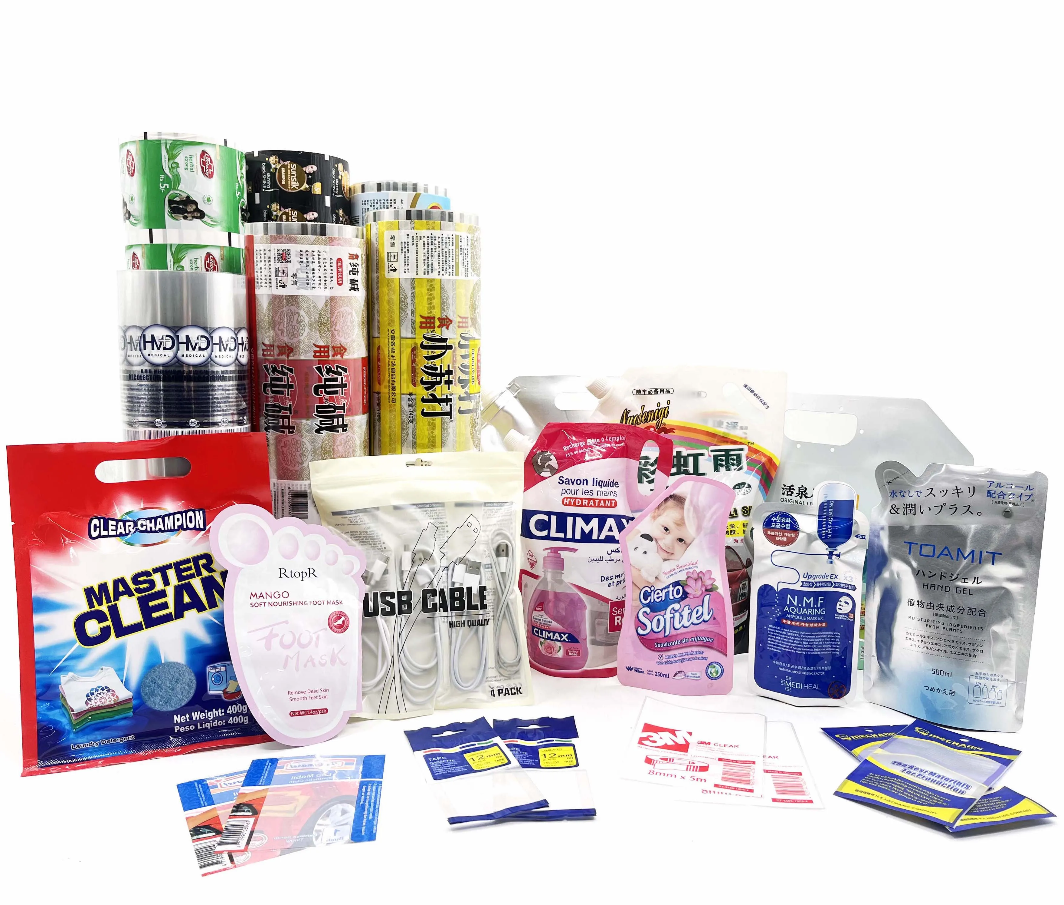custom printedcarrying packaging bag laminated plastic Daily Chemicals washing liquid detergent mask Packing tape pack