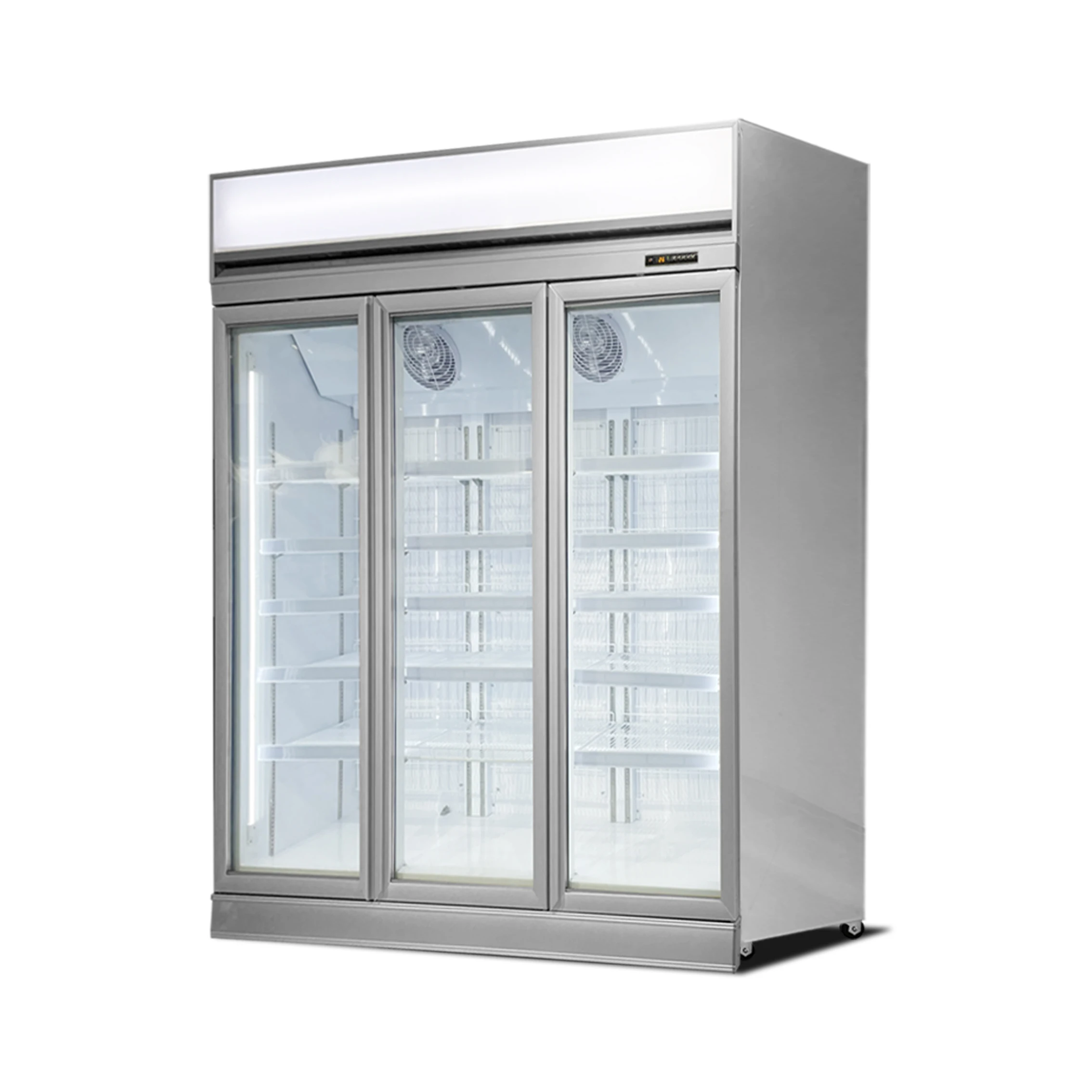 Commercial Beverage Fridge Beer Cooler 1600L Transparent Glass Door Supermarket Upright Display Freezer