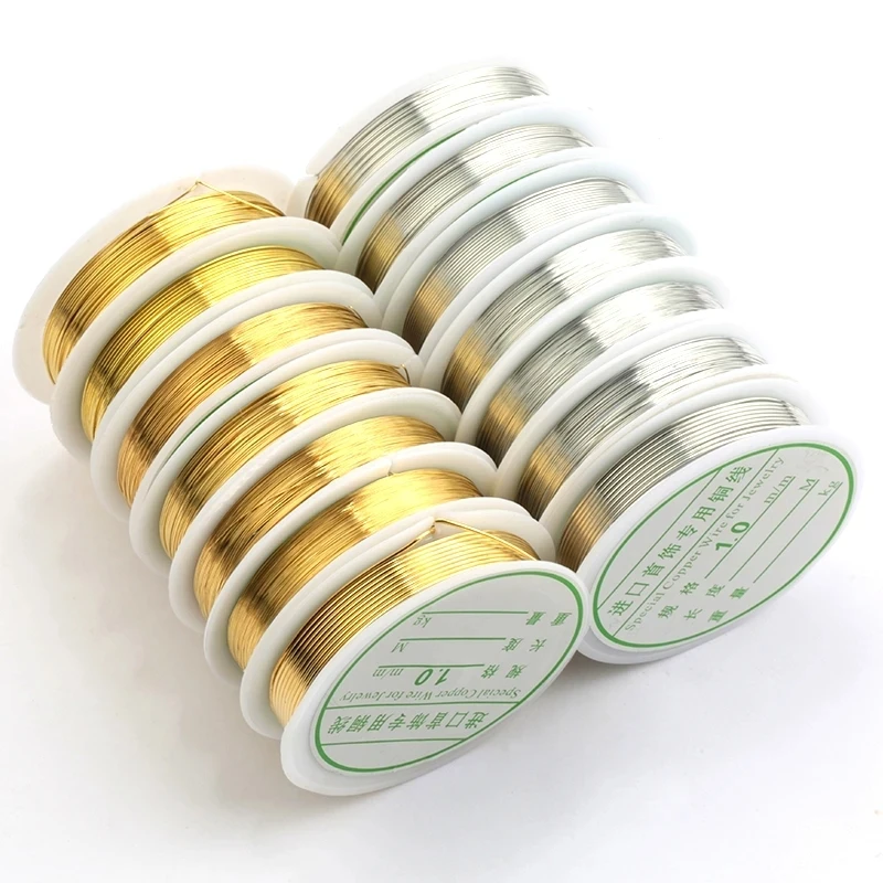 0.2mm-1mm Golden Silver Plated Copper Wire String Thread Beading Wire Necklace Bracelet Accessories For Jewelry Making DIY