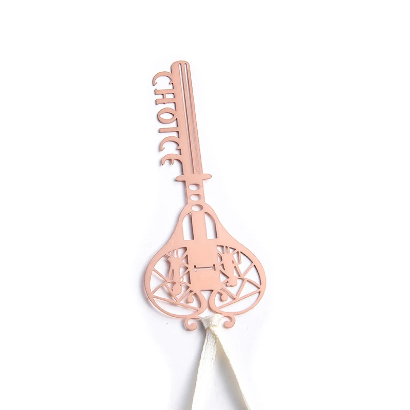 Creative Fancy Design High Quality Custom Gift Hollow Key Shape Rose Gold Metal Bookmark