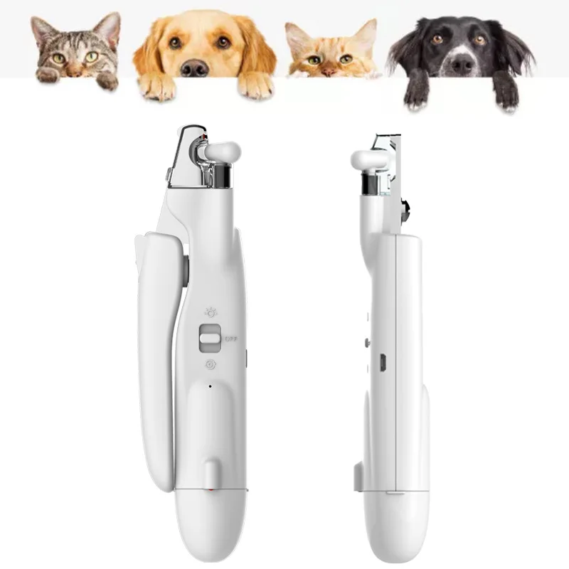 2 in 1 LED Light Pet Nail Trimmer Automatic Dog Nail Clipper and Grinder Stainless Steel Grooming Tool for Animals