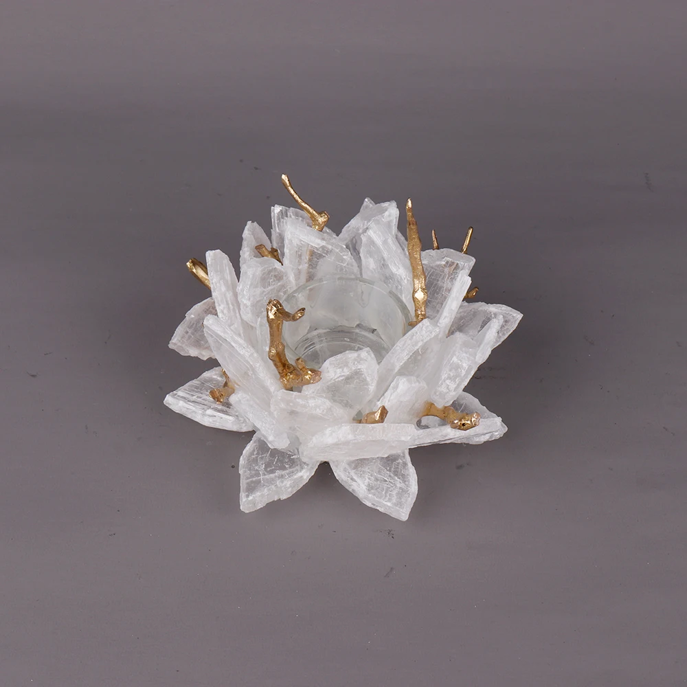 CXDGEM Z0657 2020 прозрачный латунный держатель свечи из селенита