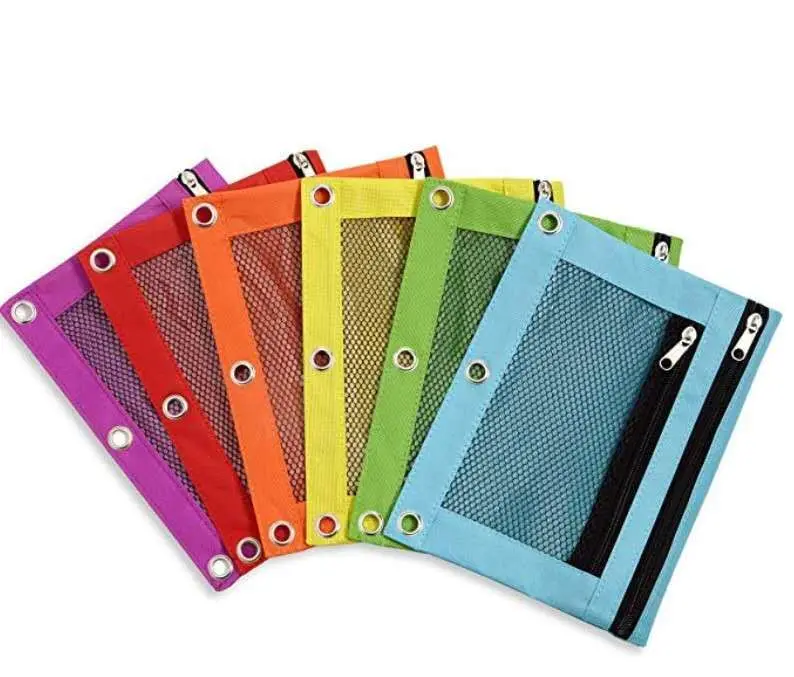 Пользовательский логотип Оксфордский Карандаш сумка для хранения студенческий карандашей с тремя отверстиями