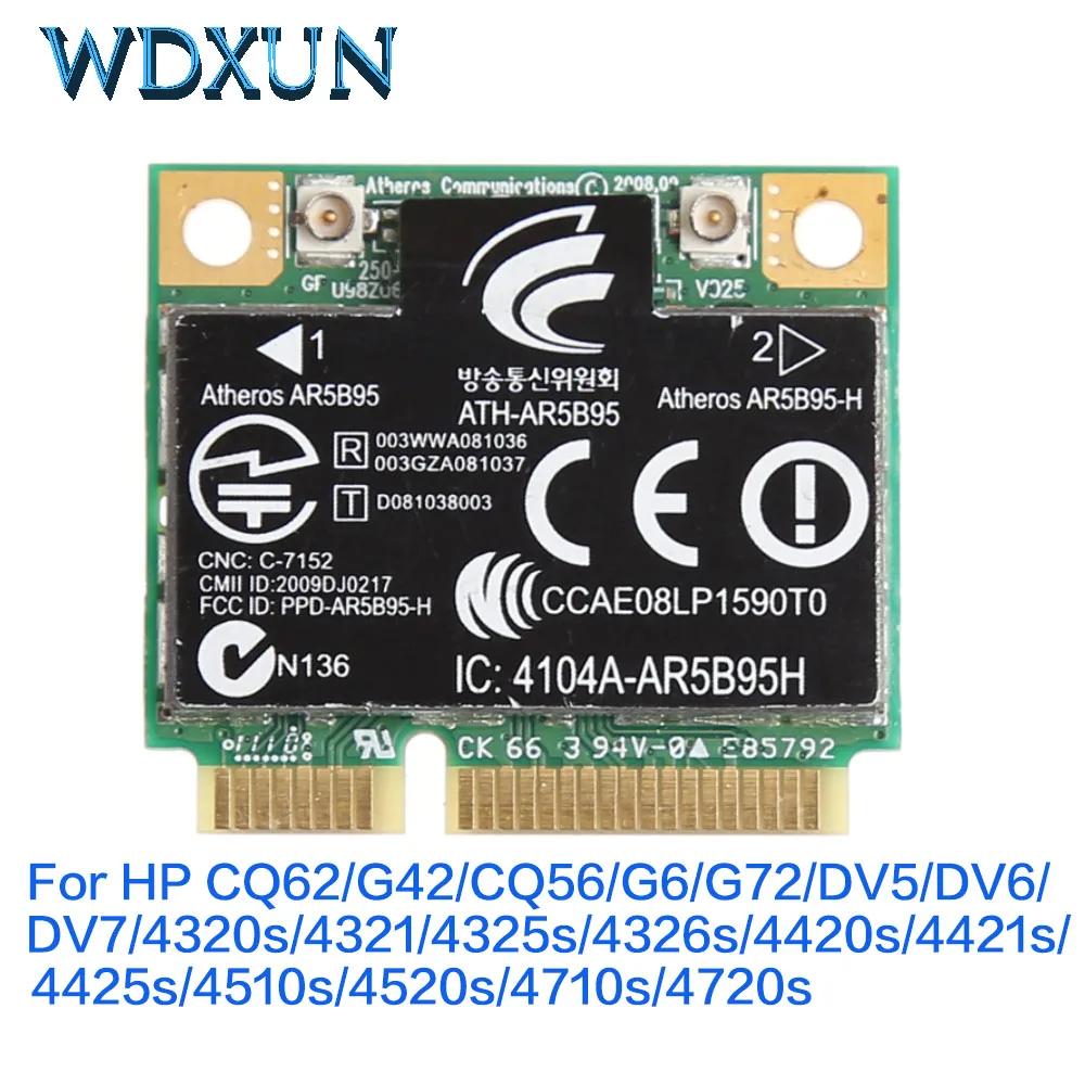  Atheros AR5B95 AR9285 802.11b/G/N беспроводная Wi-Fi мини-карта PCI-E среднего размера SPS:605560-005 для HP CQ62 G42 CQ56 G6 G72 DV5 dv6