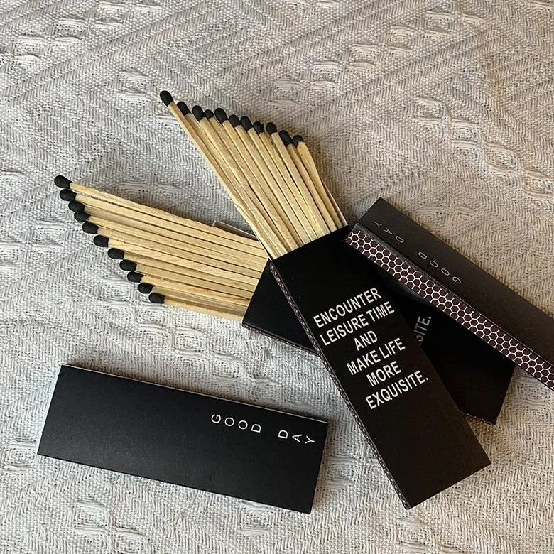 wholesale personalised colorful wooden stick safety long black matches bulk