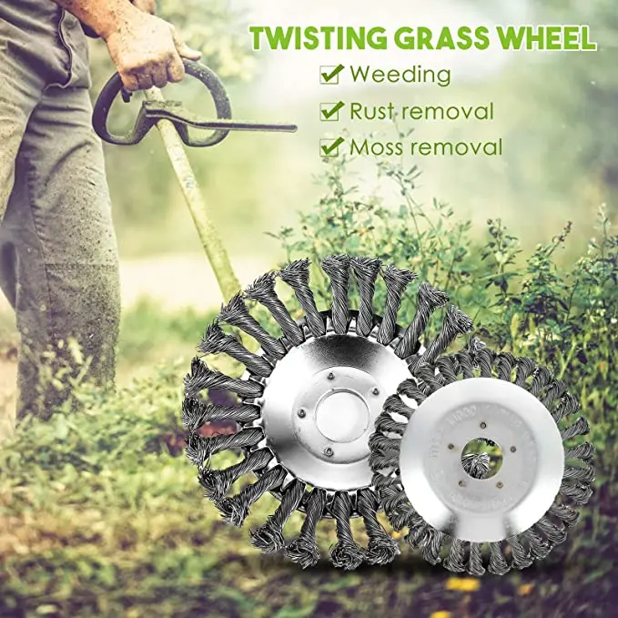 DELUN 6Inch 150mm Wire Wheel Brush Trimmer Replacement Garden Grass Weed Lawn Mower Steel