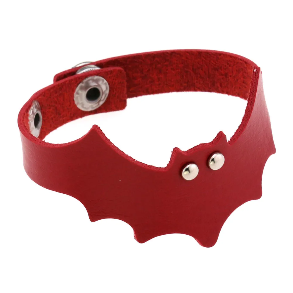 Unisex Fashion Handmade Wide PU Leather Punk Bangle Bat Bracelets