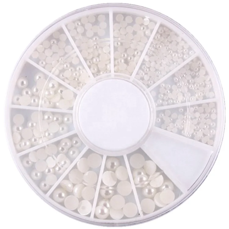 Mix Size Half Round Pearl 3D Rhinestone Nail Art Beads  Rainbow Mermaid blue White Colorful Pearl