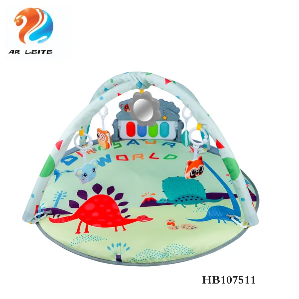 Cartoon Animal Pattern Pedal Piano Baby Play Mat With Stuffed Toys and Music