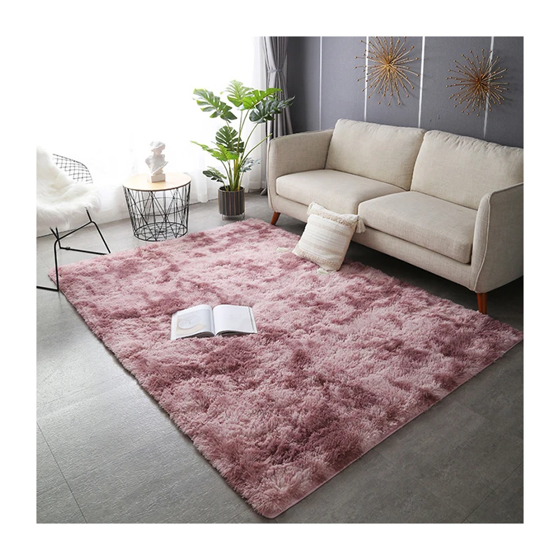 Wholesales Luxury Polyester Area Carpet Tie-Dye Fluffy Long Pile Large Area Rug For Living Room/Bedroom/Baby Room