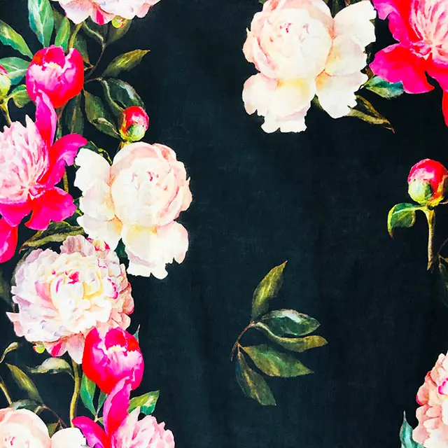 Модная 100% хлопчатобумажная ткань с цифровой печатью цветами розы индивидуальный дизайн 100C для платья