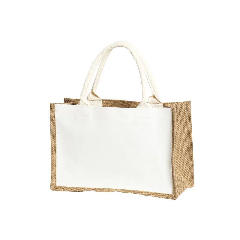 factory direct customized logo print eco friendly recyclable promotional laminated large capacity jute tote shopping bag