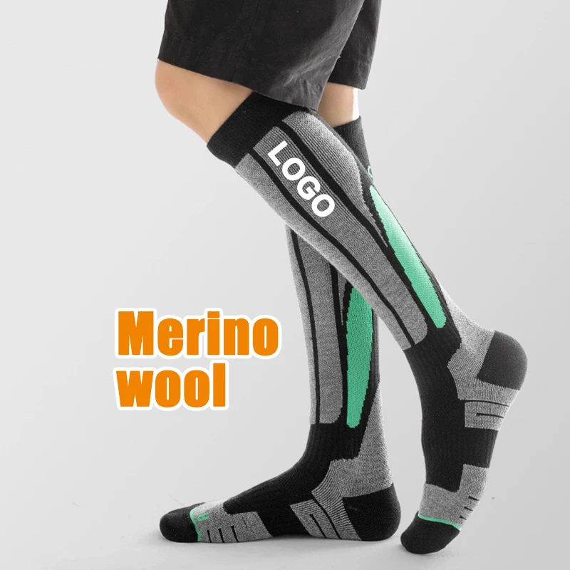 Fashion Design Trekking Thermal Merino Wool Crew Hiking Mens Stripe Work Socks