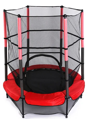 Child trampolines round 55inch trampoline outdoor with safety net with enclosures jumping bed