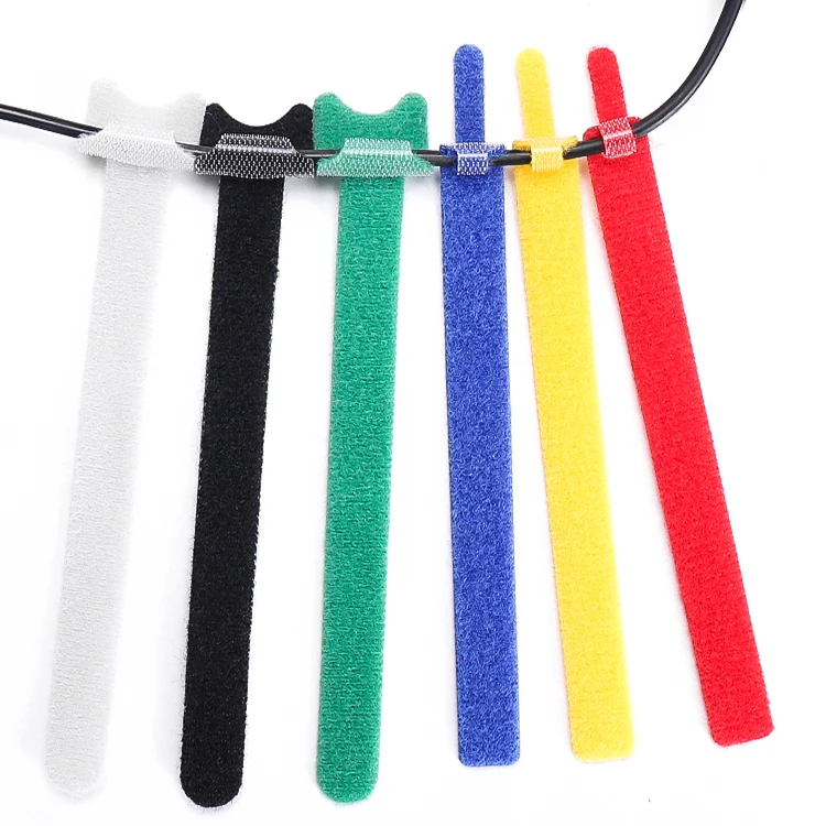 Factory Direct Sale Back to Back Cable Tie Hook Loop Cable Strap Wires Fastener Colorful Reusable