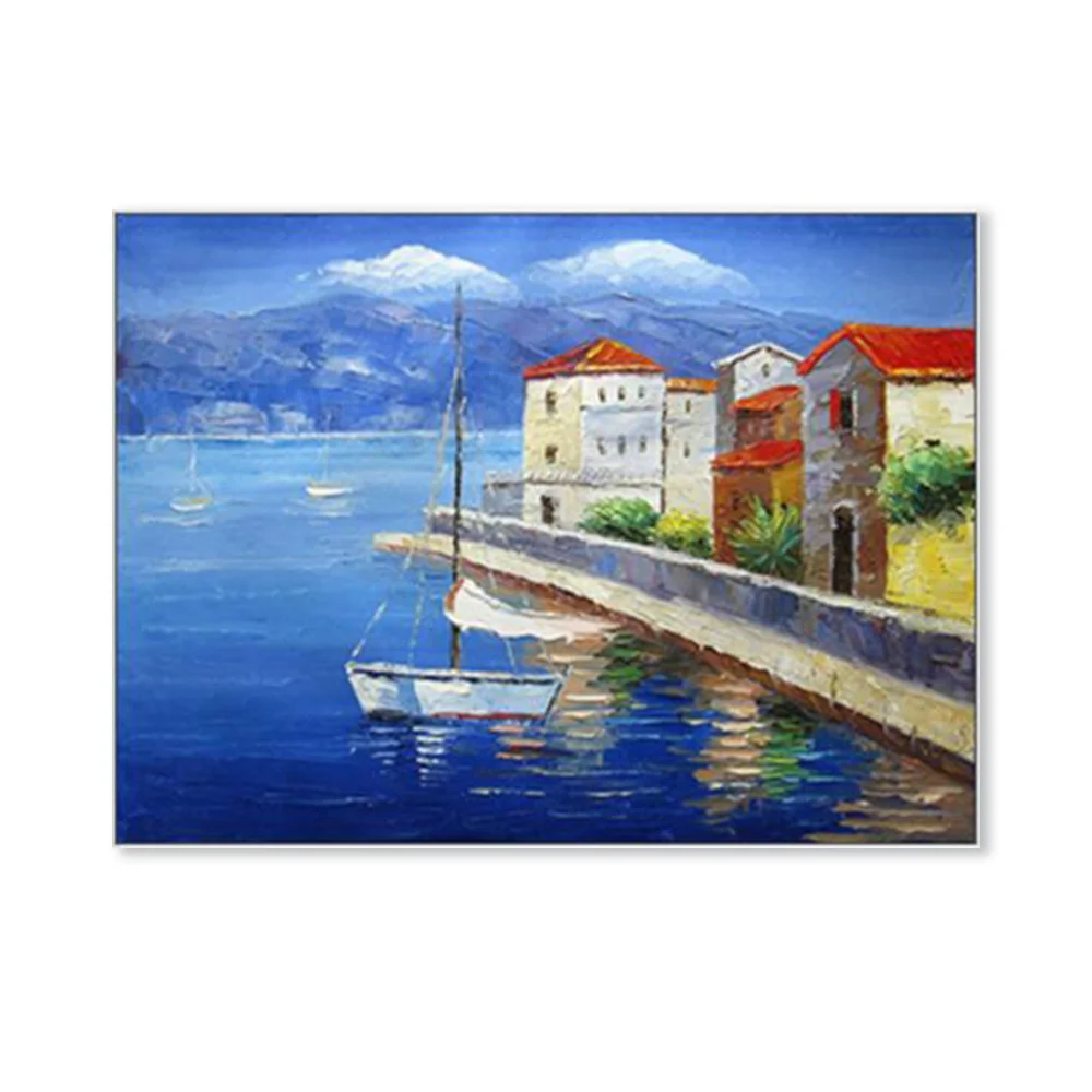 
Mediterranean style Hand Painted Canvas Oil Painting for Home Hotel Office Wall Decor 