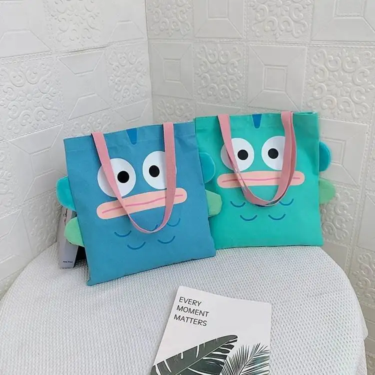 New Arrival kawaii anime Hangyodan fish Casual Large Capacity student gifts fish monster storage shoulder handbag canvas bag