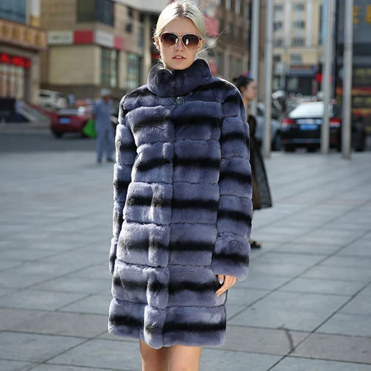 2022 wholesale long style women rabbit fur coat winter rex rabbit fur overcoat rex rabbit fur surcoat