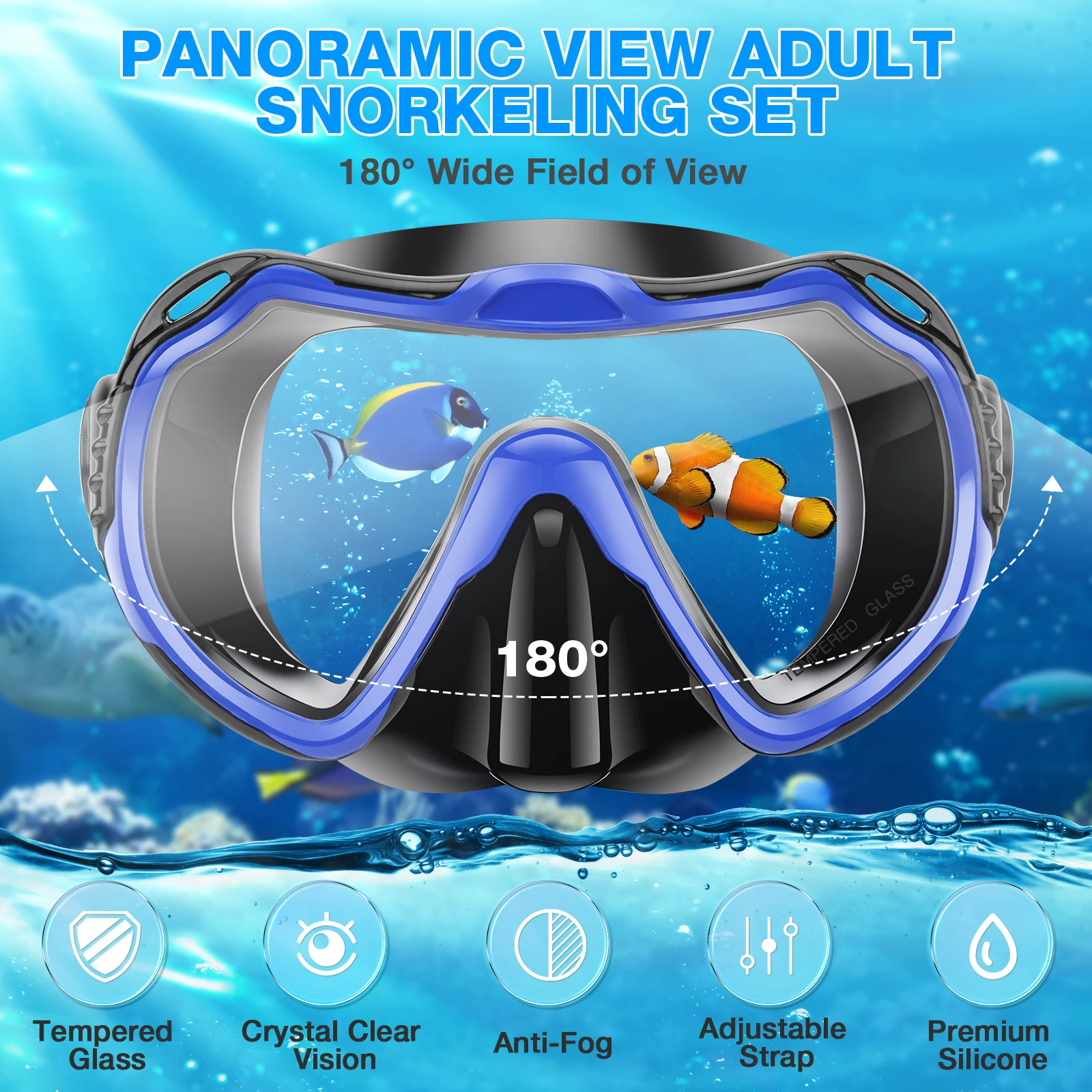 Factory Diving mask set factory tempered glass lens diving mask and snorkel set silicone diving snorkel mask set