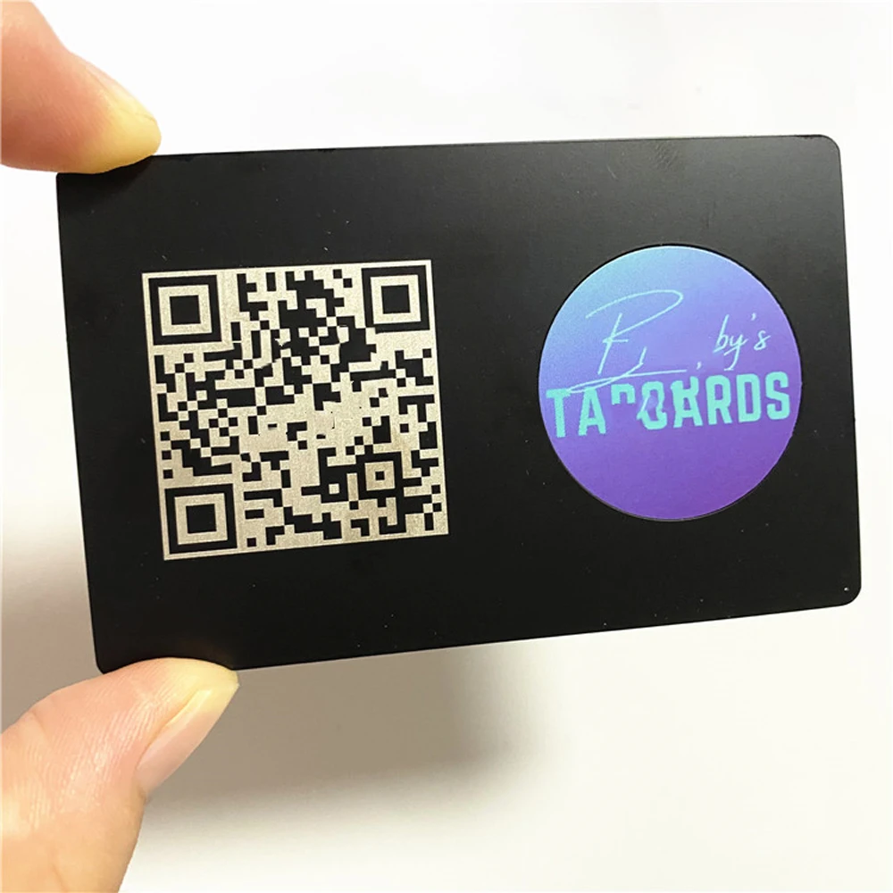 Карта nfc из нержавеющей стали черная металлическая уникальная карточка с QR-кодом nfc-карта