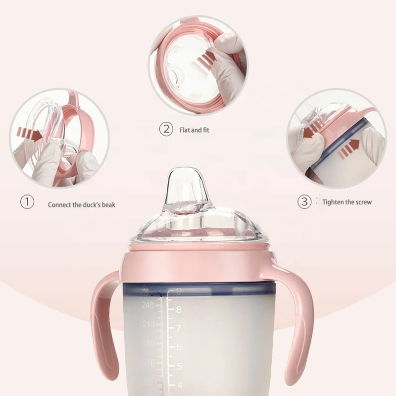 Newest BPA Free Food Grade Nursing Silicone Baby Drinking Cup Learning Bottle With Straw Other Baby Feeding Products