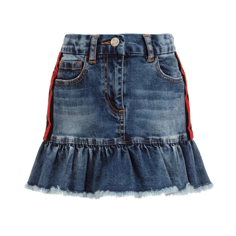 Fashionable Trendy 2025 Summer Kids Baby Girls Mermaid Bodycon Tight Skirt Denim Solid Color Denim Skirt With Pleat Hem