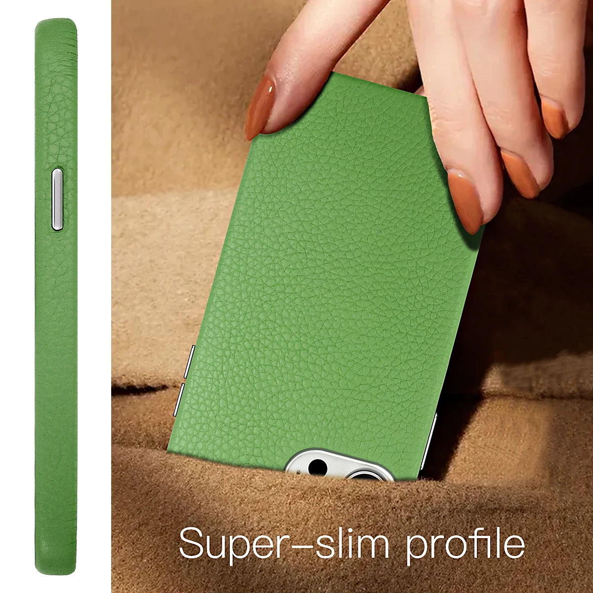 High Quality Leather Fully cover Slim Pebble Grain Mobile Phone Case for iPhone 13