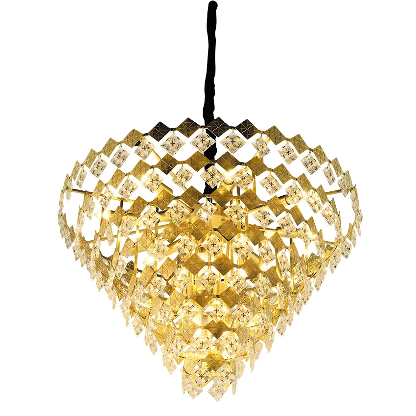 Modern hotel living room luxury rectangular round gold high class k9 crystal chandelier
