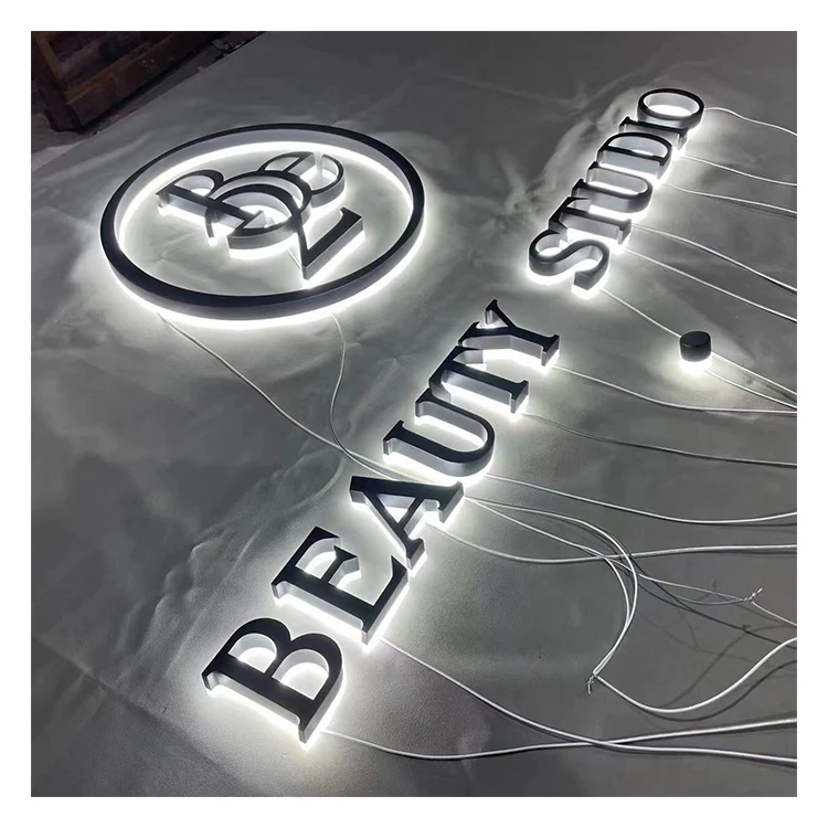 wall logo led channel letter sign indoor shop company office back light sign custom signs for business