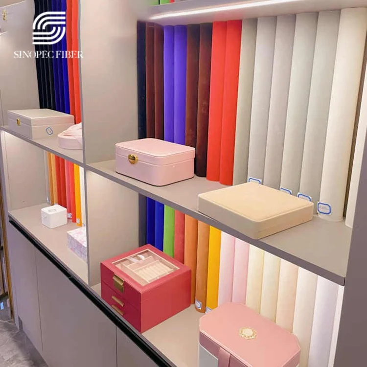 Jewelry Boxes Flock Fabric 100% Nylon Flock Powder 1.2dx0.6mm For Package Fabric