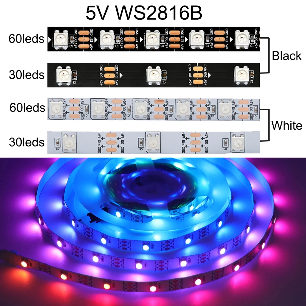 Легко установить WS2812 RGB светодиодные полосы для праздничных и украшений