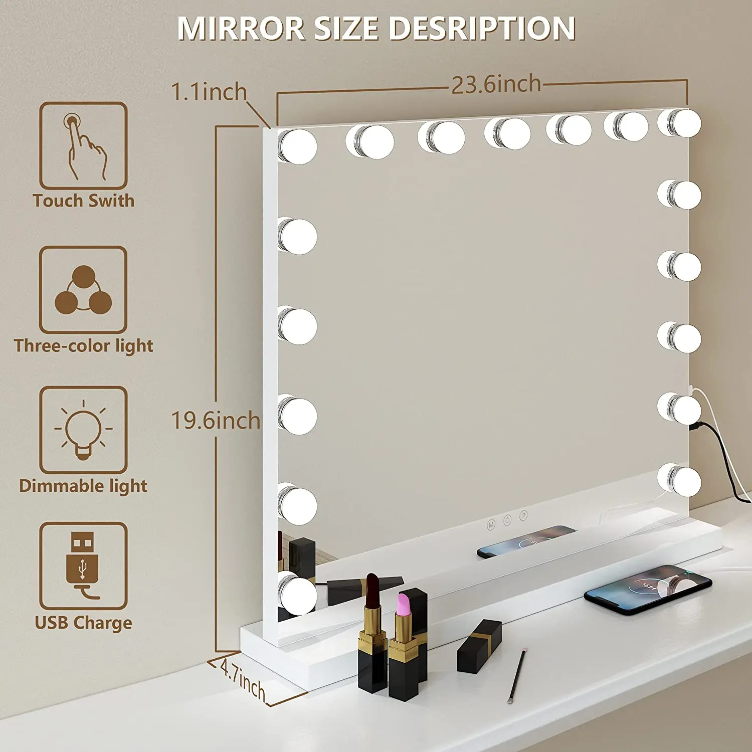 Vanity Led Standing Mirror Hollywood Style Bluetooth Vanity Mirror With Led Lights
