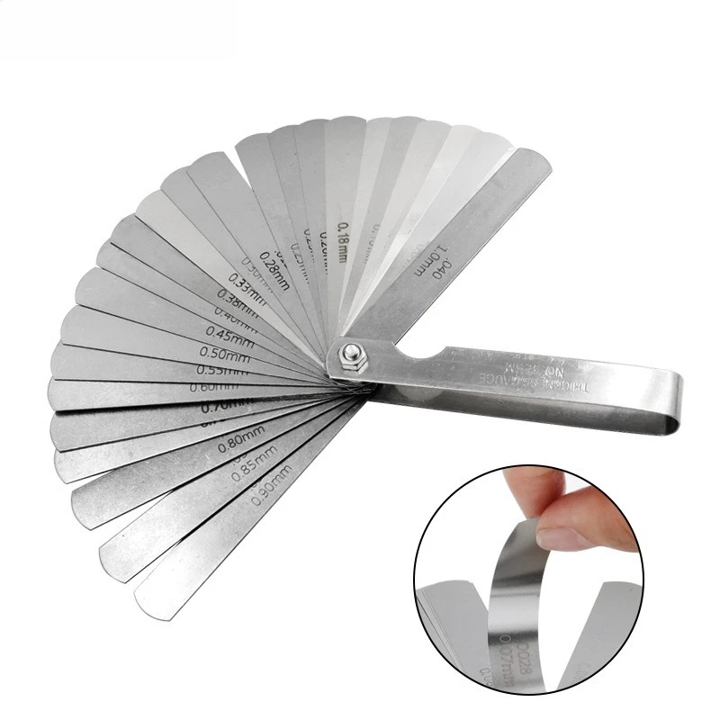 32 Blades Feeler Gauge Set Go-No-Go Tapered Metric Steel Thickness